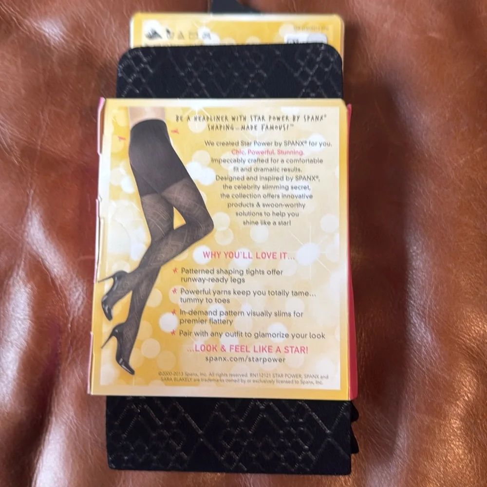 Star Power by Spanx Patterned‎ Shaping Tights Black Size A Diamond Daze NWT